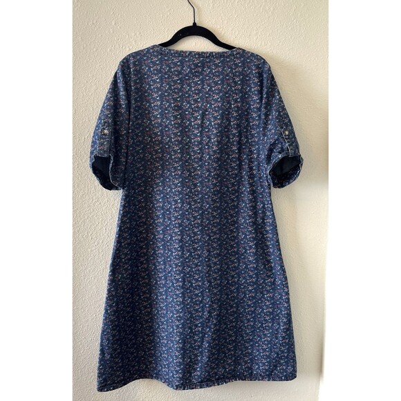 Vermont Country Store Denim Dress Womens Sm Floral Button Front Cottage Prairie - Picture 9 of 15